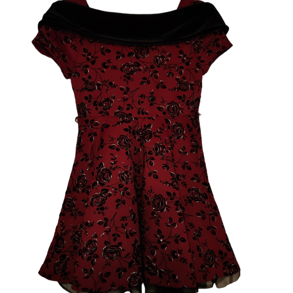 Girls Knitworks Maroon Dress Size 7 - Picture 3 of 4